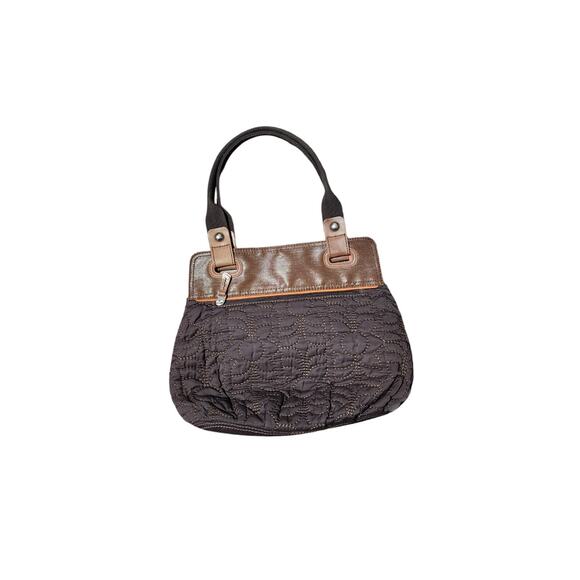 Fossil Key-Per Quilted/Leather Shoulder Bag Brown Orange Key Tag Attached - Picture 2 of 7